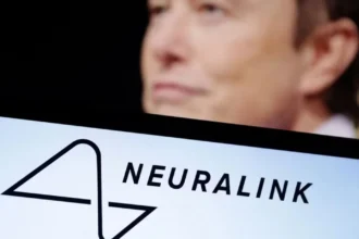 Neuralink logo and Elon Musk