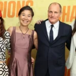 Deni Montana Harrelson, Laura Louie, Woody Harrelson,and Makani Harrelson attend the premiere of "Champions" on February 27, 2023