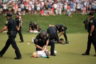 Protesters at Travelers Championship